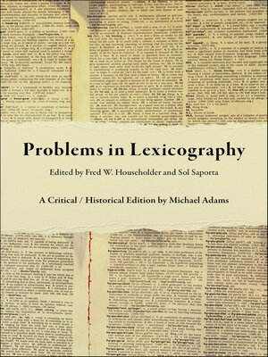 cover image of Problems in Lexicography